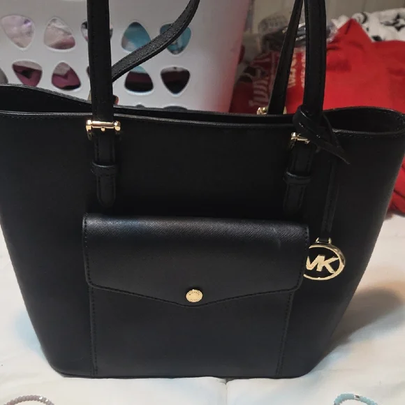 Michael Kors Black Tote with Gold Accents - Picture 1 of 2